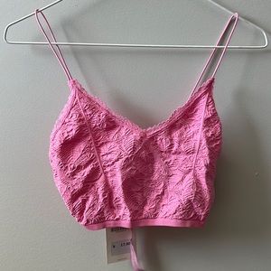 NWT Zara Womens Pink Lace Crop Tank Top